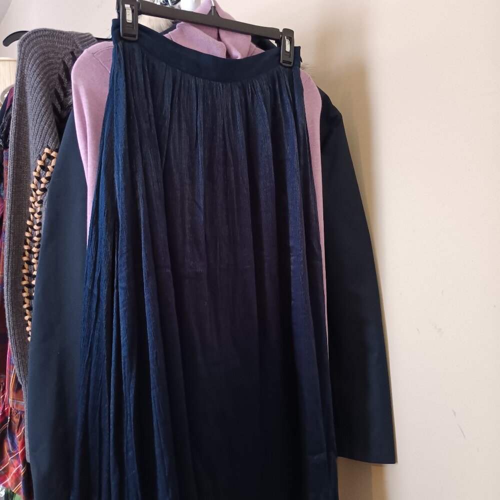 NWT Navy-Blue Gloss Midi Skirt